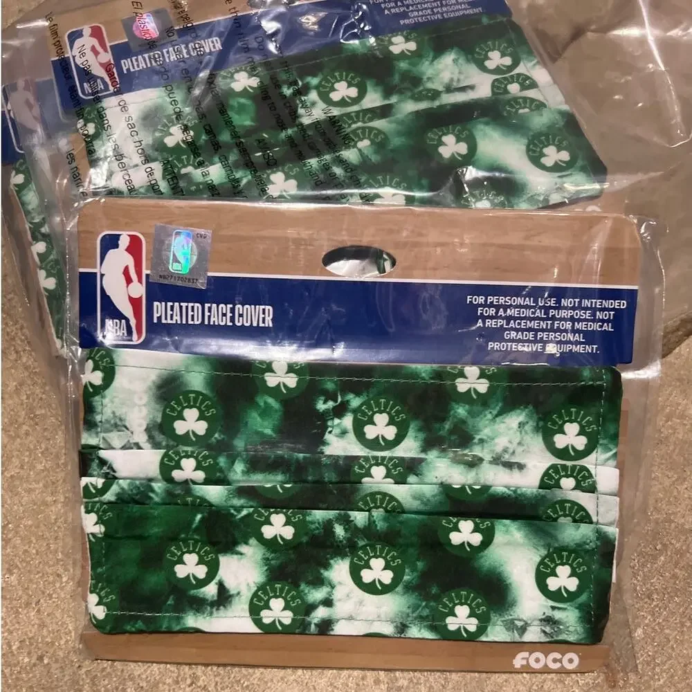Celtics Pleated Cloth Face Mask Coverings Set of 9 NEW